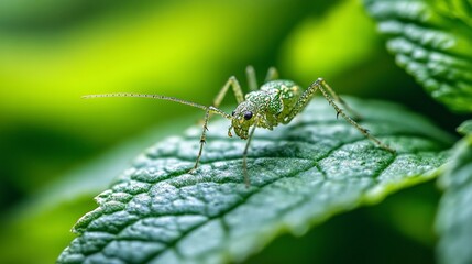 Fototapeta premium little insect on the leaves wallpaper, simple natural wallpaper and background.