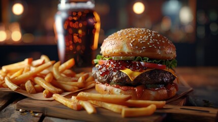 Juicy Cheeseburger with Golden Fries