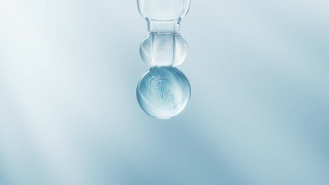Cosmetics liquid dropper and biological DNA, 3d rendering.