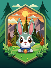 A Friendly Bunny in a Forest Setting with a Sunset View