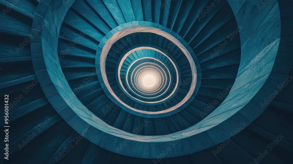 Aufkleber a mesmerizing spiral staircase with a soft glow at its center, creating a captivating visual depth a