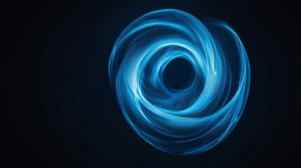 Naklejka premium Dynamic blue light swirl illustrating fluid motion and energy in a dark setting.