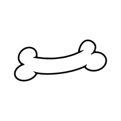 A minimalistic black and white illustration of a bone, featuring smooth lines and a clean design.