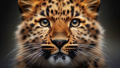 Obraz premium Close-Up of an Amur Leopard’s Face