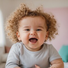 Naklejka premium cute newborn adorable laughing Baby child toddler photography innocence, happiness smiling portrait.babies only.love emotion fun joy playful baby girl baby boys sleeping close-up care beauty