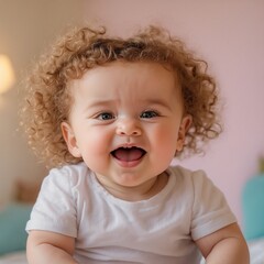 Naklejka premium cute newborn adorable laughing Baby child toddler photography innocence, happiness smiling portrait.babies only.love emotion fun joy playful baby girl baby boys sleeping close-up care beauty