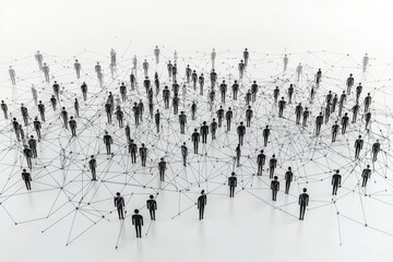 Naklejka premium Simple people shapes connected by lines created with Generative AI