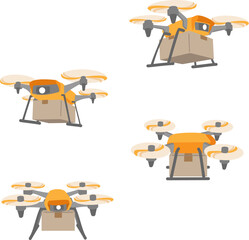 荷物を運ぶドローンの素材セット