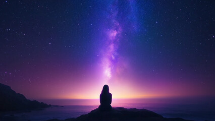 星空を見ている女性