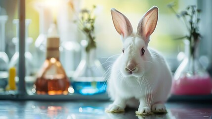 A lab rabbit white scientific experimentation on animals