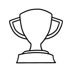 A simple black and white outline of a trophy cup, symbolizing achievement, victory, or success.