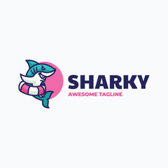 Vector Logo Illustration Shark Mascot Cartoon Style