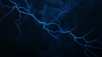 Naklejka premium Abstract blue lightning streaks illuminate a dark background, creating a dynamic energy effect.
