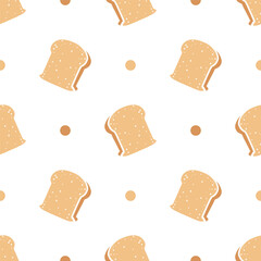 Seamless patterns of Whole Wheat Bread cartoon doodle.