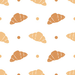 Seamless patterns of Croissant cartoon doodle.