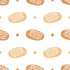 Seamless patterns of Bakery bread cartoon doodle.