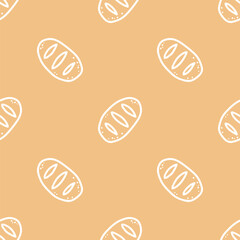 Seamless patterns of Bakery bread cartoon doodle.
