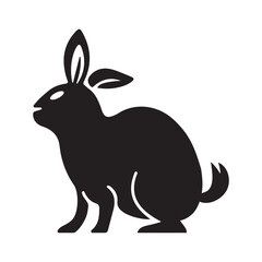 Rabbit, bunny, animal icon. Black vector graphics.