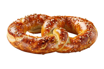 A delicious golden pretzel topped with coarse sea salt, perfect for snacking or as a side dish. Soft, warm, and freshly baked.