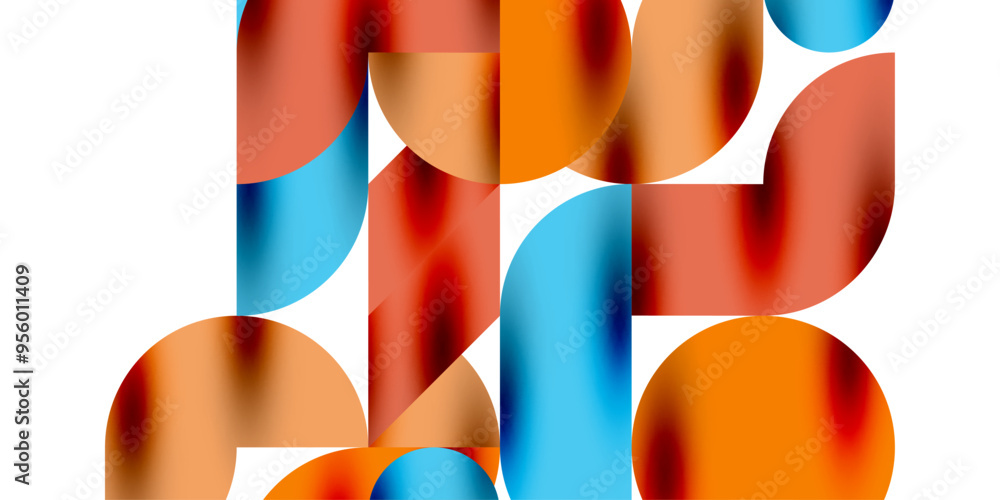 Poster tech minimal circular shapes geometric art. vector modern circles