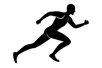 running men side view of vector runner silhouette	
