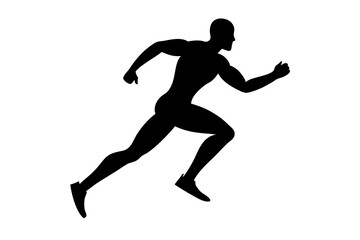 running men side view of vector runner silhouette	
