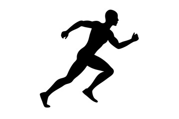 running men side view of vector runner silhouette	
