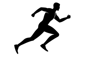 running men side view of vector runner silhouette	

