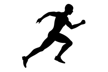 running men side view of vector runner silhouette	
