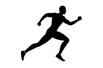 running men side view of vector runner silhouette	
