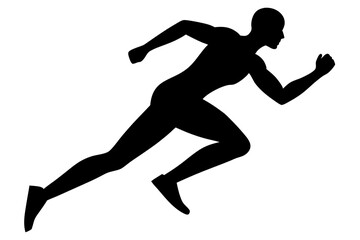 running men side view of vector runner silhouette	
