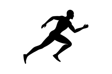 running men side view of vector runner silhouette	
