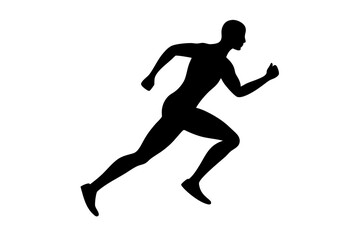 running men side view of vector runner silhouette	
