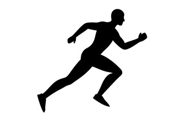 running men side view of vector runner silhouette	
