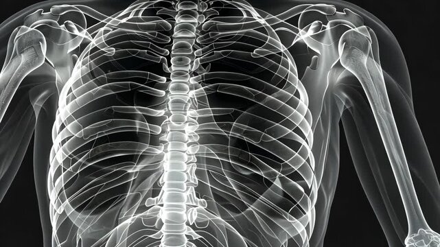 Understanding the human skeletal system through an x-ray of the chest and shoulders in a clinical setting