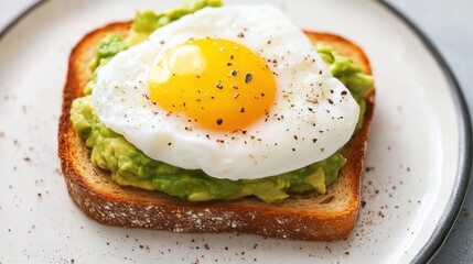 Avocado Toast with Poached Egg and Black Pepper