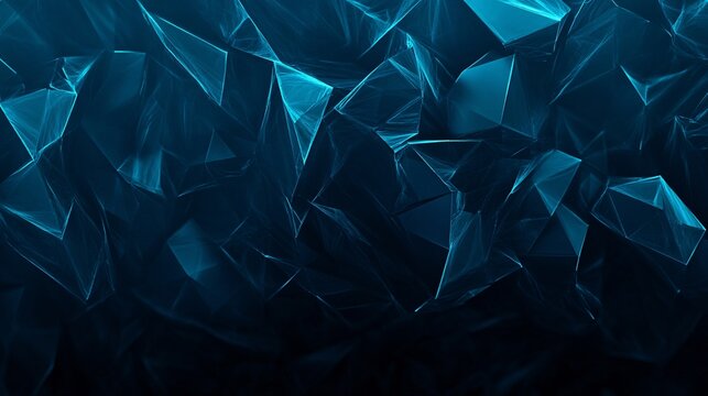 Abstract blue crystal-like shapes with sharp edges creating a dynamic and modern visual effect.