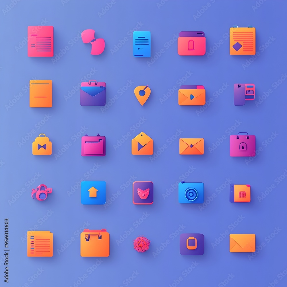 Aufkleber Flat Gradient Digital File Format Icons for Minimalist App or Website Interface