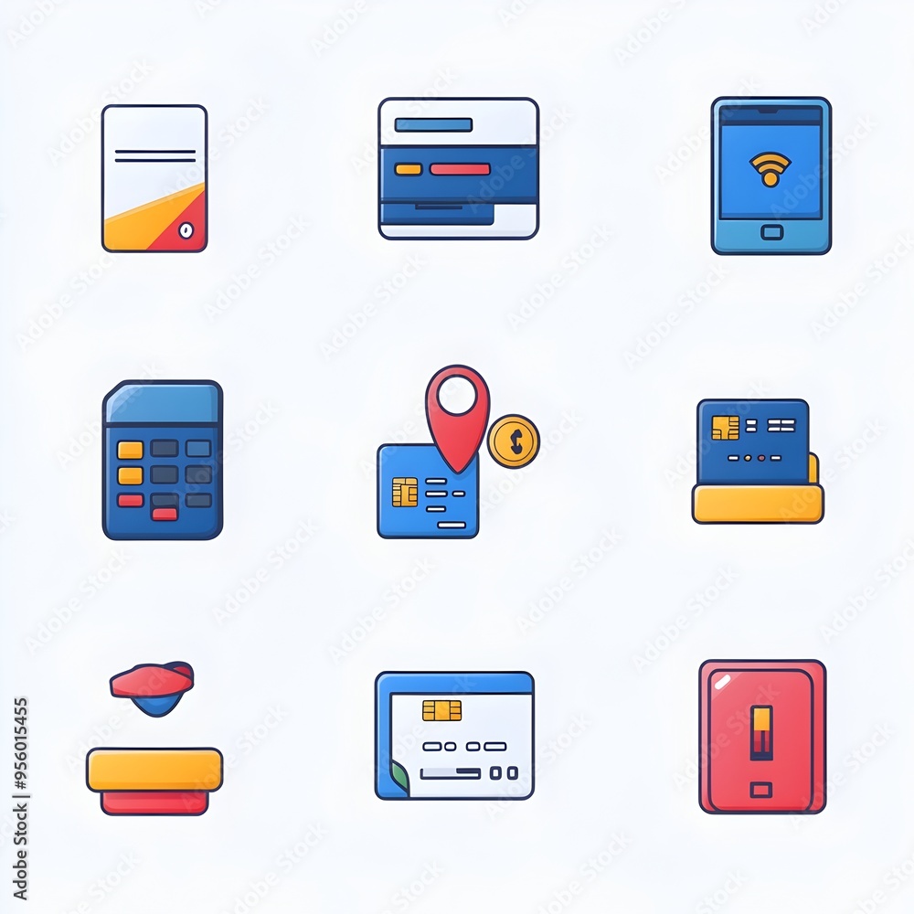Aufkleber Flat Gradient Icon Set of Mobile Payment Options Including Credit Card and QR Code