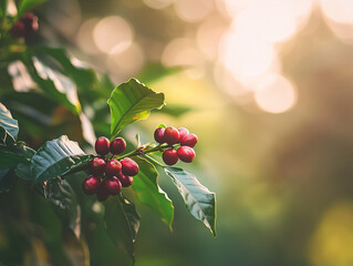  Close-up of green leaves with sunlight filtering through, creating a warm, tranquil atmosphere. Natural beauty and serenity.