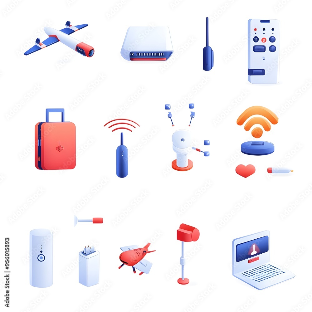 Poster flat gradient icon set of wireless communication technologies