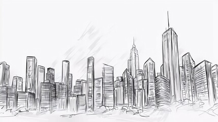 Fototapeta premium City graphic black white cityscape skyline sketch illustration vector
