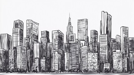 City graphic black white cityscape skyline sketch illustration vector