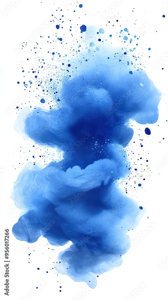 Poster blue watercolor paint splatter. perfect for adding a creative and abstract element to your design.