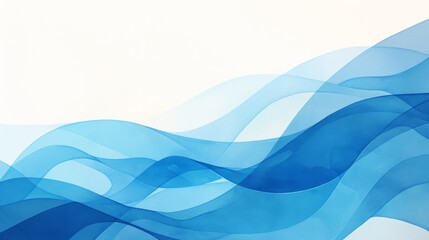 Fototapeta premium Watercolor Blue Waves Background with Light and Dark Blue Colors