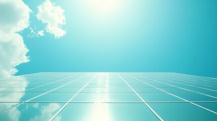 Naklejka premium Solar panels installed on the roof of a modern suburban home with sunlight reflecting off the panels and a clear blue sky in the background highlighting the use of renewable energy sources in