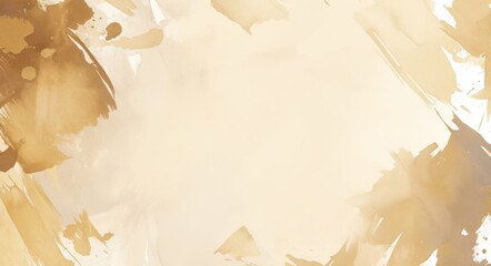 Watercolor Brown and Beige Background Vector with White Background and Central White Space in the Watercolor Dust Cloud. 