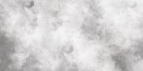 Abstract white and gray isolated cloud cumulus clouds. Gray aquarelle painted realistic fog or mist smoky textured canvas design. White and ash messy wall stucco texture background.