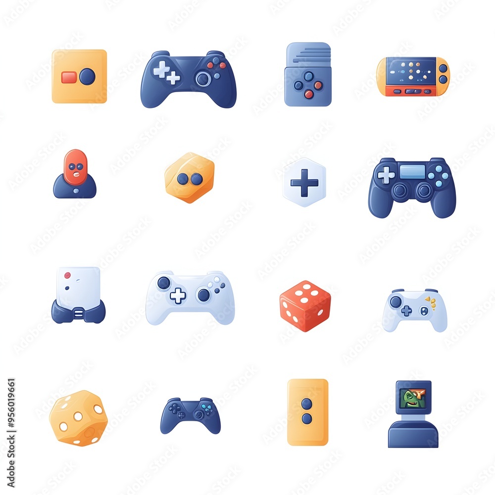 Poster minimalist flat gradient gaming icons for digital interfaces