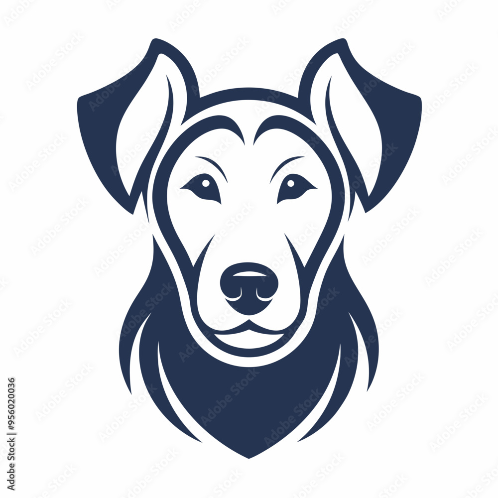 Canvas Prints silhouette logo of dog face line art vector